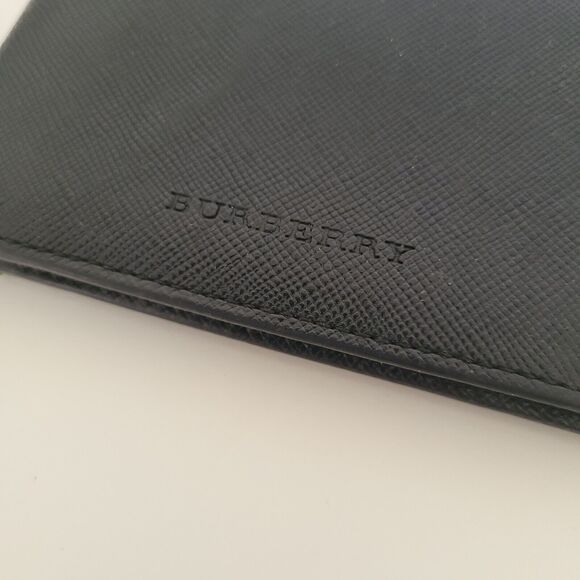 Burberry Men Designer Card Coin Bill Wallet 3in1 Black Leather Bifold Medium - Picture 3 of 14